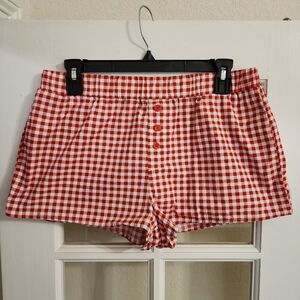 Forever 21 Gingham Lounge Shorts Red White Pajama Sleep Cottagecore Medium